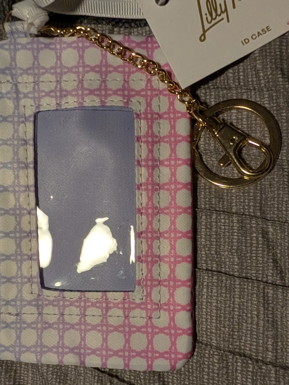 Lilly Pulitzer Keychain ID Case in  Spearmint Caning Geometric Colorway